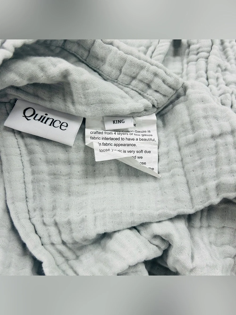 NWOT QUINCE Organic Airy Gauze Duvet Cover Set King/Cal King Light Grey 8691